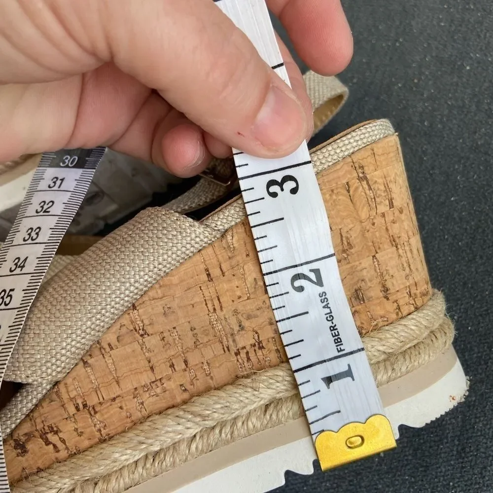 NEUTRAL TAN/BEIGE ESPADRILLE cork platform wedge